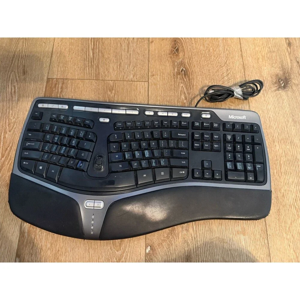 Microsoft Natural Ergonomic Keyboard 4000 v1.0 USB Wired Black Gray KU-0462!